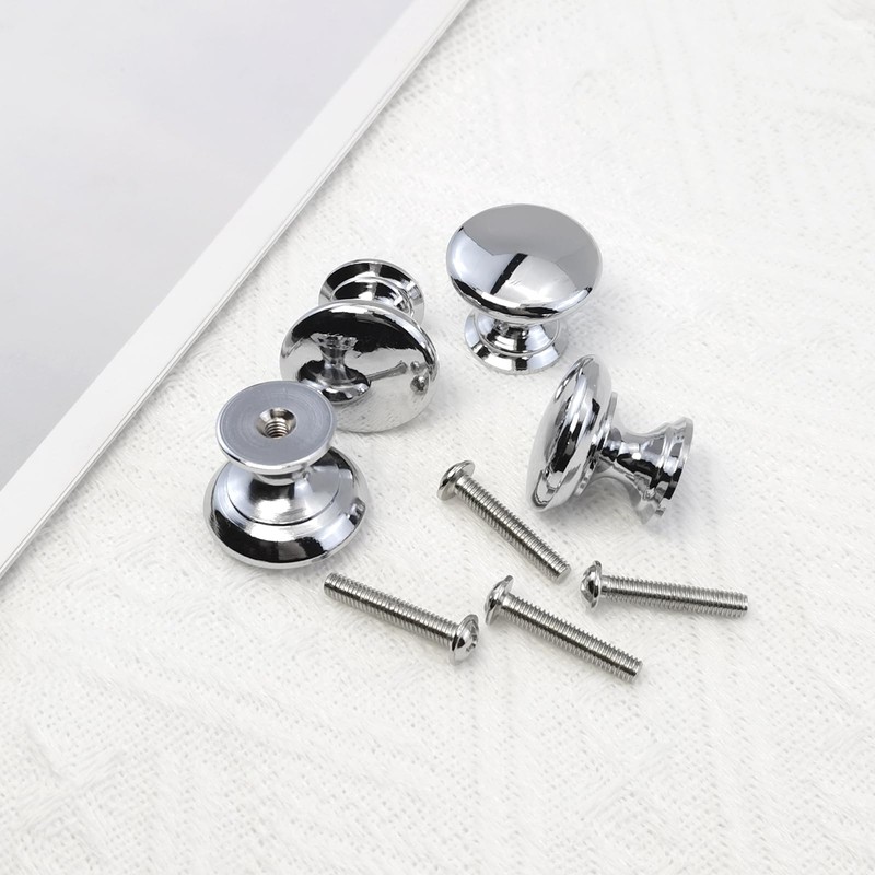 Qancekoo 4pcs 1" Silver Cabinet Door Knobs with Screw, Stylish