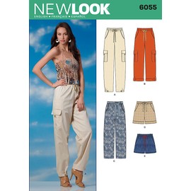 New Look Sewing Pattern 6055: Misses' Pants & Shorts, (6-8-10-12-14-16), White, one Size