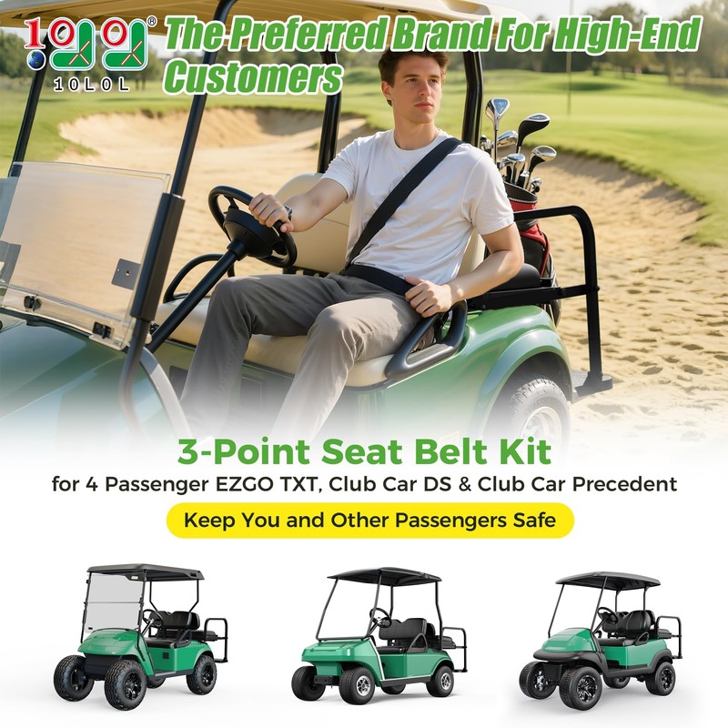 10L0L 3-Point 4 Passenger Seat Belt Bracket Kit for EZGO