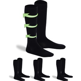 gigando 3 Pairs Cotton Compression Support Stockings for Men & Women for Long Sitting & Standing, Flight, Office, Car, 3 Pairs - Black, 39 - 42