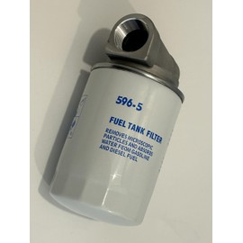 596-5 10 Micron Fuel Transfer Tank Pump Filter 10Micron 25GPM 50PSI Gasoline Diesel Fuel Transfer Filtration Assembly Water-Block Canister with 1" NPT Cast-aluminum Top Cap 595-5 596-5 5955 5965