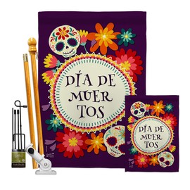Angeleno Heritage Day of Dead Celebrate Dia de Muertos Garden House Flags Kit Fall Los Fiesta Mexican Party Autumntime Small Decorative Gift Yard Banner Double-Sided Made in USA 28 X 40