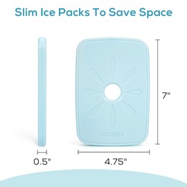 TOURIT Ice Packs for Lunch Bag, Lunch Box Bag and Cool Bag, Reusable, Slim and Durable Ice Packs for Work, Picnic or Camping, Set of 4 Blue