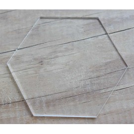 20 Laser Cut Clear Acrylic Blank Hexagon Smooth Edge Transparent Plexiglass 5/64 inch (2 mm) with or Without Holes DIY Crafts Keychains Jewelry Gift Tags (9", No Hole)
