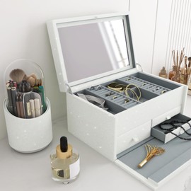 ReWallpaper Shiny Off-White Glitter Wallpaper Peel and Stick Iridescent White Wallpaper for Bedroom Removable Sparkle Wall Covering Decorative Contact Paper for Crafts DIY Dresser Jewelry 15.8inx10ft