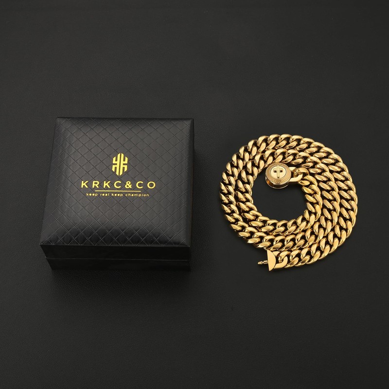 KRKC & CO Men's Design Clasp Necklace, 0.5 inch (12