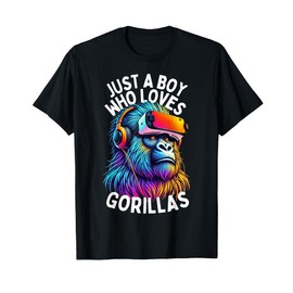 Just A Boy Who Loves Gorilla Birthday Boys Adult Kids T-Shirt