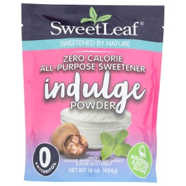 SweetLeaf Indulge Powder Sugar Replacement - All-Purpose Allulose and Monk Fruit Sweetener Blend with Inulin and Stevia, Zero-Calorie Sugar Substitute, Sugar-Free Baking Supplies, 16 Oz