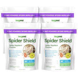 BugMD Spider Shield Repellent Pouches (4 Pack, 16 Pouches) Plant-Based Indoor & Outdoor Spider Repellent | Safe for Pets & Family | Natural Citronella, Rosemary & Lemongrass Oils