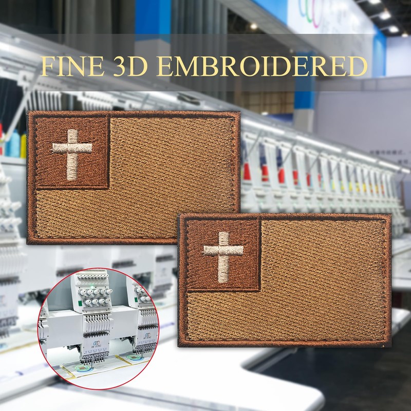 EmWoot 2PCS Cross Flag Patch Embroidered Patch Tactical Morale Patch