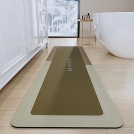 Deparnit Bath Mat, Bathroom Mat Rugs Super Absorbent Shower Mats Non Slip Quick Dry Thin Rubber Mats for Bathroom Floor Fit Under Door, Shower Rug for Bathtub, Shower, Brown