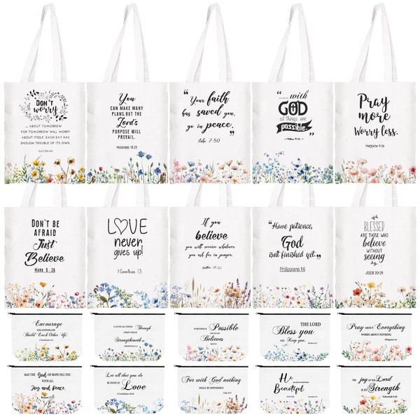 20 Pcs Christian Gift Women Including 10 Bible Verse Tote