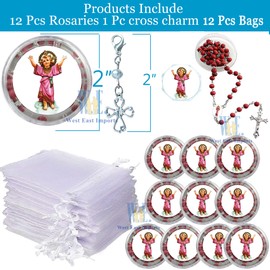 Divino Nino Divine Child Jesus Scented Rosary (12 PCS) Recuerdos de presentacion de 3 Años Baptism Party Favor Baby Jesus (red)
