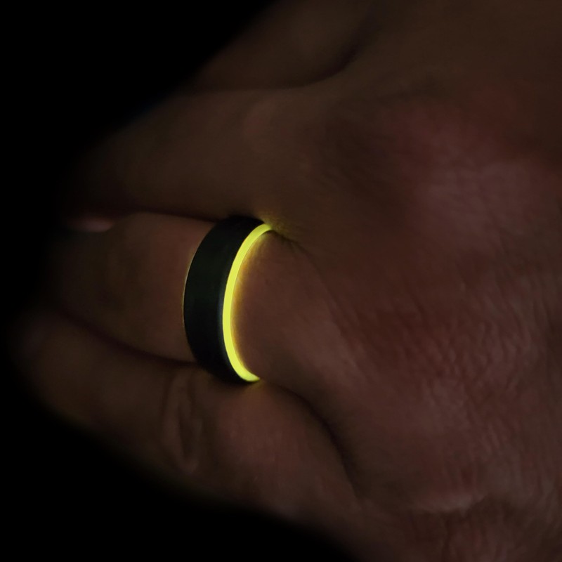 Carbon Fiber Ring with Orange Glowing Interior