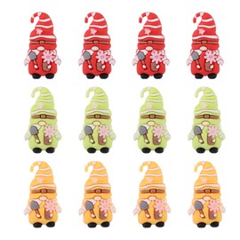 Lyreh 12pcs Spring Mini Gnome Statues, PVC Assorted Colors Garden Dwarf Figurines Tiny Outdoor Decor Cute Small Miniature Flower Fairy Ornaments for Home Yard Party Birthday Gifts (Green, Yellow, Red)