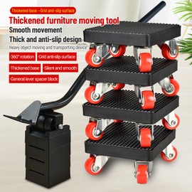 Furniture Moving Dolly Set w/ 360° Rotating Wheels & Anti-Slip Pads, Heavy Duty Appliance Mover 1322lbs Capacity for Sofa, Cabinet Home Office Furniture Appliances Labor Easing Mover (Black)