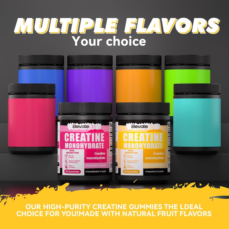 ElevateLife NSF Certified Creatine Monohydrate Gummies 5000mg for Men &