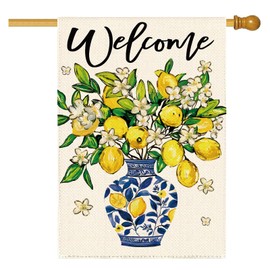 Tikeciti Lemon Tree Blue Vase House Flag Double Sided Large Garden Flags