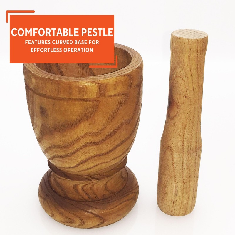 IMUSA USA Small Wood Mortar & Pestle