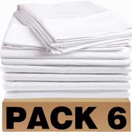 Bulk Flat Sheets Only Full Size 6 Pack Basic White Bed Top Line Flat Sheet Soft Breathable Color Coded Hem Threads for Hotel Bedding Wholesale 81x96 inches