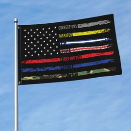 First Responders Hero Flag Nurse E-M-S Police Fire Military Flag 3x5 Feet Vivid Color and UV Fade Resistant Decor Banner Flags for Indoor Outdoor