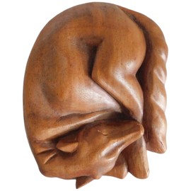 Brave Wings Hand Carved Wooden Horse ~ Sleeping Horse 16cm Long ~ Ornament Sculpture Figurine Statue Unique Table Decoration Home Decor ~ 5125