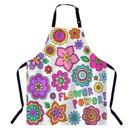 BGBDEIA Flower Power Chefs Apron, Cooking and Baking Apron for Men and Women, Kitchen Apron, Butchers Apron, BBQ & Catering Bibs