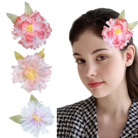 BSITSSS 3 PCS Flower Hair Clips, Fairy Flower Hair Pins, Hairpin Hair Accessories for Women Girls Summer Hawaiian Beach Wedding Bridal Shower Party