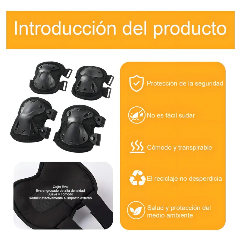Rodilleras Coderas Tácticas 4 Piezas, Juego De Rodilleras Coderas Para