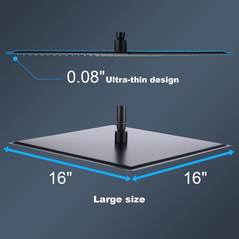 Hiendure Rain Shower Head, 16 Inch High Pressure Stainless Steel