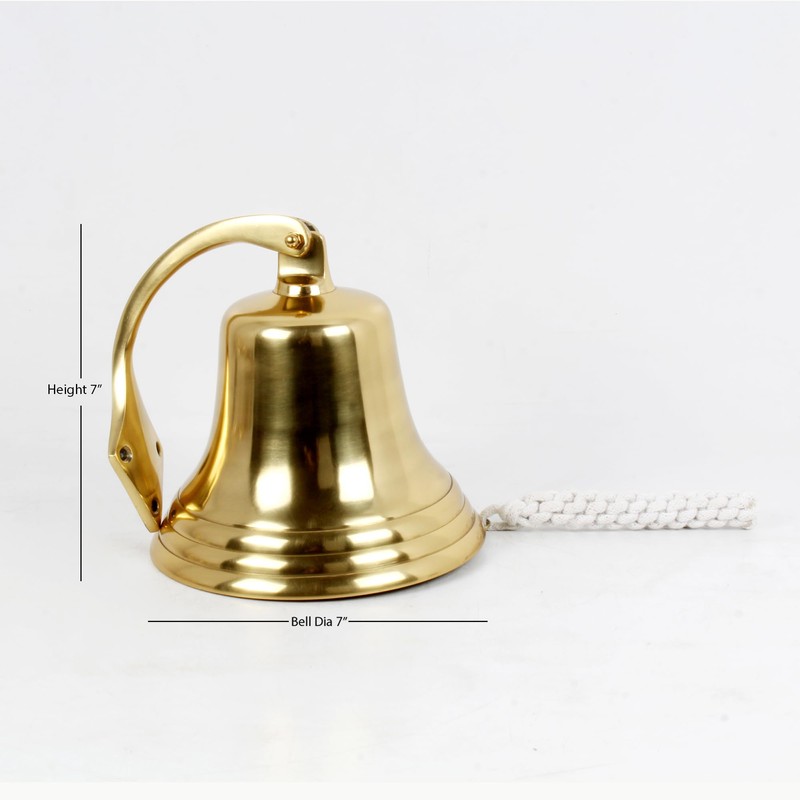 Nautical Aluminium Ship Bell 7 Inch Brass Chrome Hanging Marine