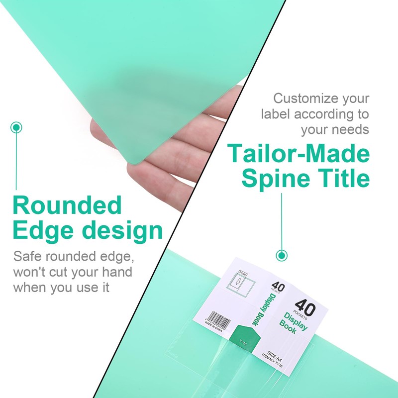 Phyxin Portfolio Binder, 20-Pocket Portfolio Folder 8.5" x 11", Displaying