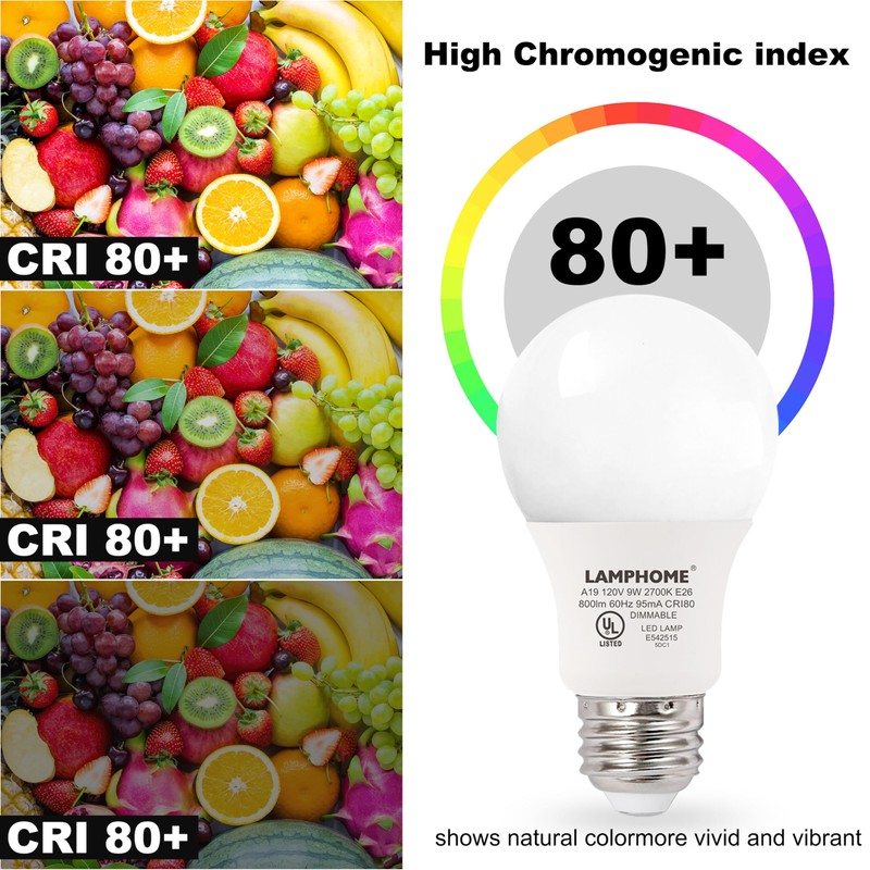 LAMPHOME 8-Pack Soft White LED Bulbs - Ideal for Bedroom