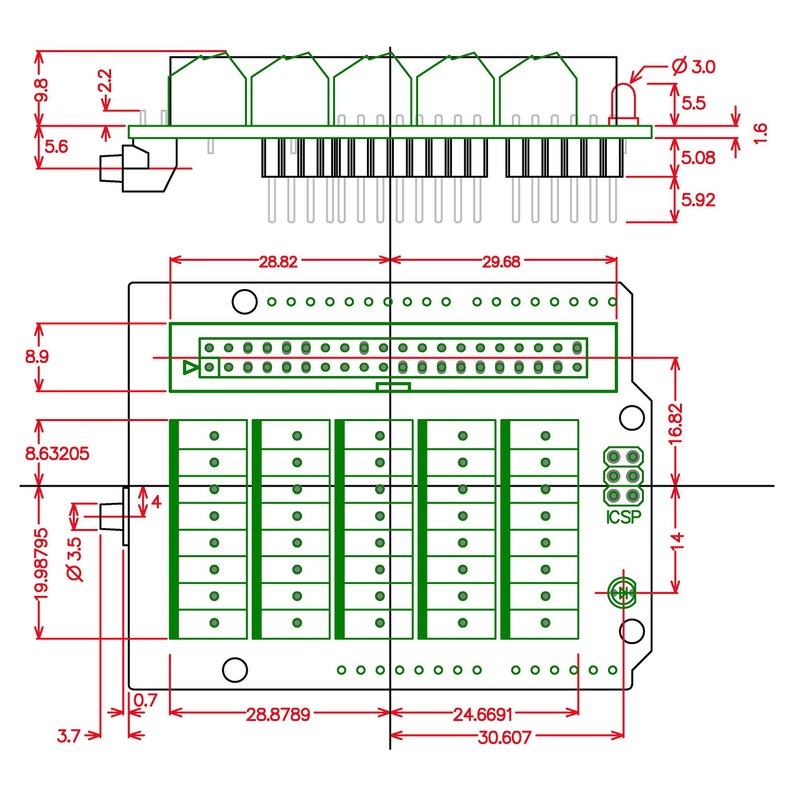 Electronics-Salon Arduino Screw Terminal Block Breakout Module, for Arduino UNO