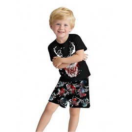 Boys Heroes Character Print 2-Piece Shirt Shorts Pants Outfit Clothes Set Toddler Kids