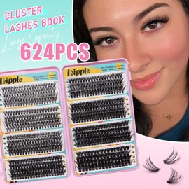 Leipple Natürliche Wimpernbügel, D-Curl-Wimpern, 10–16 mm, weich und flauschig, dickes Volumen, russische Wimpernverlängerungen zu Hause, 8 Stile, 624 Stück (30 + 40 + 50 + 60 + 70 + 80 + 100 + 120D)