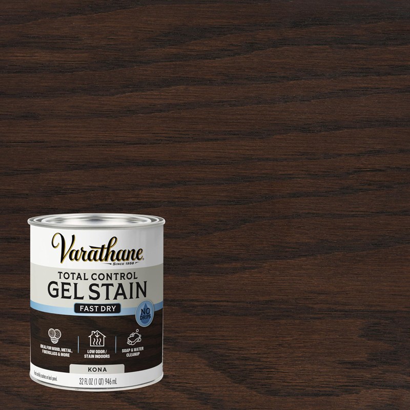 Varathane Total Control Gel Stain Water-Based Wood Stain, Quart, Kona