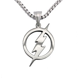 Tapp Collections 316L Stainless Steel Superhero Flash Lightning Bolt Pendant Necklace - Silver Color