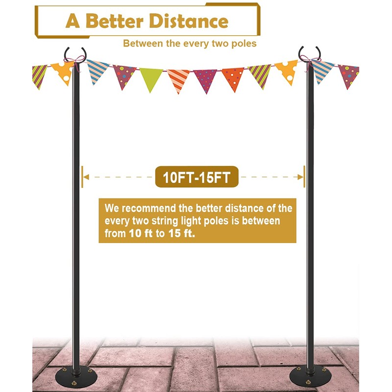 Derkniel 10 FT Outdoor String Light Pole Stand for Hard