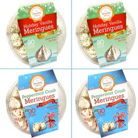 4 Pack Krunchy Melts Original Meringue Cookies | Holiday Season 4-Pack | 2 Holiday Vanilla, 2 Peppermint Crush | Only 80-90 Calories Per Serving | Low Fat/Fat Free, Gluten Free, Dairy Free (4 Oz)