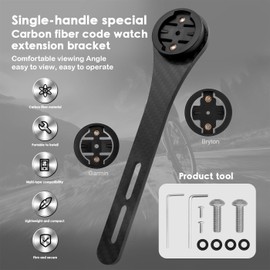 Mesee Bicycle Out Front Mount, Road Bike Computer Mount Carbon Fiber Integrated Handlebar Computer Holder Extension for Holding Bike Computer, Action Camera, Cycling Lights, Flashlight, Headlight