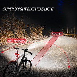 JEWHUN 1200 Lumens Bike Lights for Night Riding Front and Back, Super Bright 3 LED Bike Headlight, USB Rechargeable 13 Modes Bicycle Lights