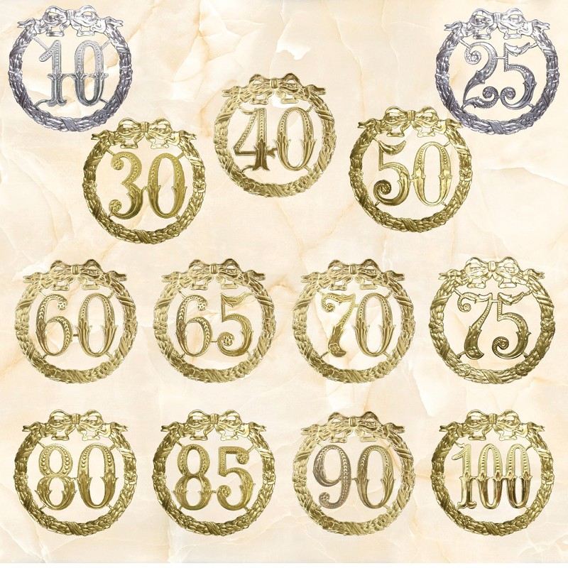 Walter Kunze Jubiläumszahl 60, Ø 13 cm, Gold, Jubiläumskranz