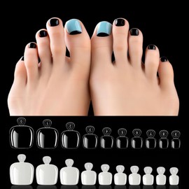 Short Press On Nails, Fake Toenails 1000PCS Soft Gel Full Cover Toe Nail Tips Press on Toenails For Nail Extension Home DIY Salon 10 Sizes