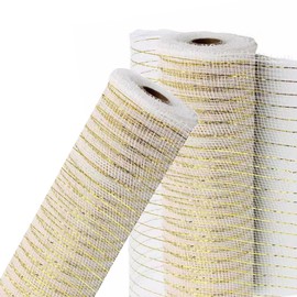 Deco Mesh 10 x 30 pies cada rollo, 2 rollos de cintas de malla para coronas, guirnaldas, manualidades, fiestas, árbol de Navidad y suministros de decoración, 2 rollos de color rojo metálico con malla