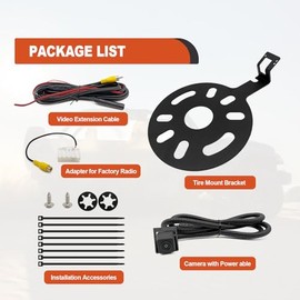 Cámara de respaldo de neumático de repuesto, cámara de respaldo de coche para Jeep Wrangler Montaje de neumático de repuesto 2007-2018, directrices de cámara extraíble gran angular impermeable con