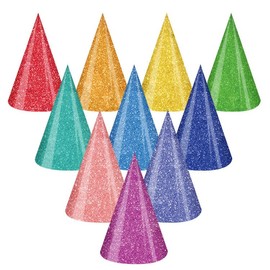 10 PCS Colorful Mini Party Hats for Stuffed Animals Lovely Glitter Paper Cone Tiny Birthday Hats for Baby, Pets, Dolls, Assorted