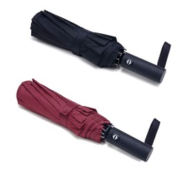 PFFY 2 Packs Travel Umbrella Windproof Auto Open & Close 8 RIBS Collapsible Folding Small Compact Backpack Car travel Essentials Purse Umbrellas for Rain Black+Burgundy