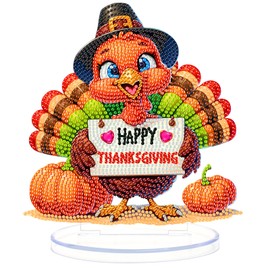 Tabletop Turkey 5D Diamond Art Kits for Adults - DIY Autumn Diamond Painting Kits for Adults Special Shaped Diamonds Dots Kits, Crystal Tabletop Ornaments Single Sided