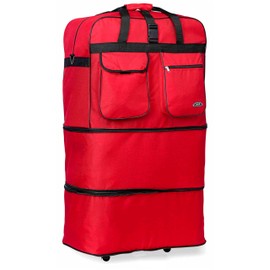Pod 30" / 36" / 40" Expandable Rolling Wheeled Duffle bag Spinner Luggage suitcase (Red, 40-inch)